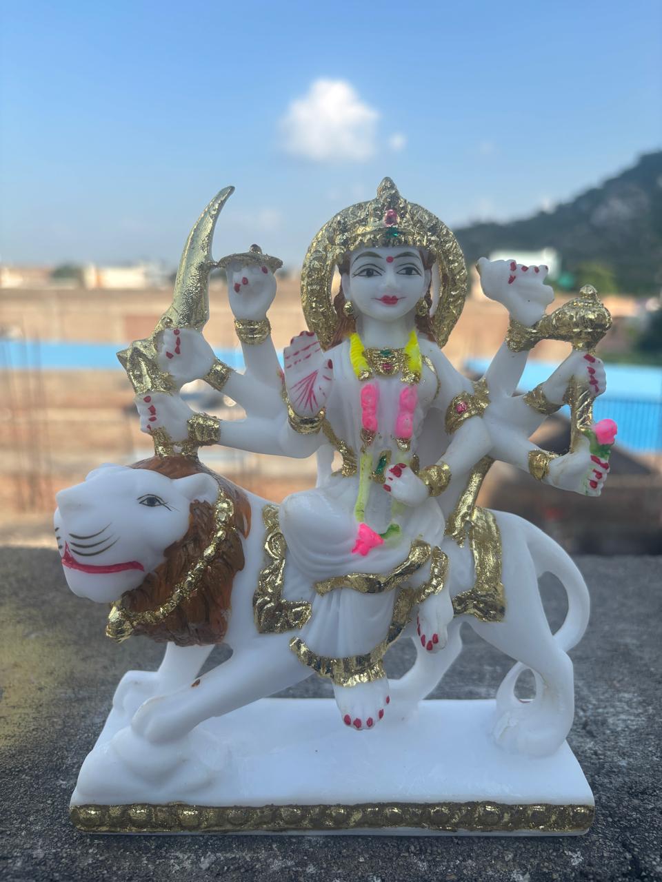 WhatsApp Image 2025-09-12 at 5.41.15 PM White Durga Idol 7 Inch - Image 1