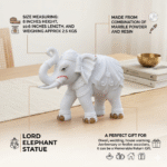 White Elephant Statue Trunk Up Housewarming & Diwali Gift (8 x 10.5 inch) - Image 2