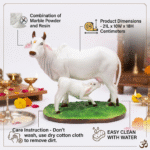 White Khamdhenu Cow And Calf Statue 7 Inch - Image 2