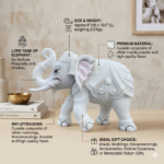 White Elephant Statue Trunk Up ( 8 x 10.5 inch) - Image 2