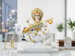 Marble Dust Goddess Saraswati Idol 12 Inch Decorative Statue for Home Temple