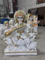 Marble Dust Goddess Saraswati Idol 12 Inch Decorative Statue for Home Temple - Image 3