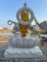 Goddess Saraswati Idol – 12-Inch Cultured Marble Figure for Wisdom and Education - Image 6